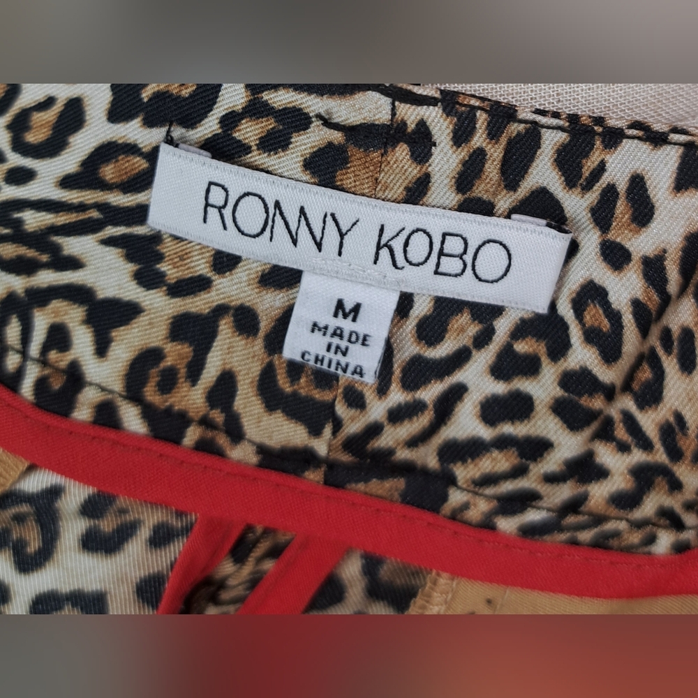 NWT Ronny Kobo Women's Micah Pants Leopard Medium Wide Leg Medium 29"W - Picture 12 of 13